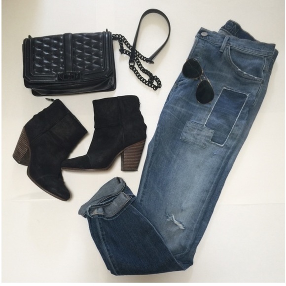 Goldsign Stevie Denim Patchwork high rise straight leg jeans - Picture 3 of 15